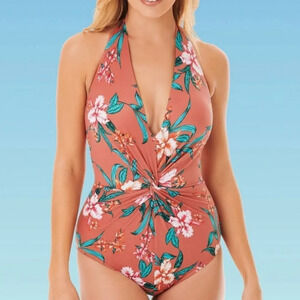 Dreamsuit by Miracle Brands TWIST FRONT HALTER ONE PIECE SIZE 8 SWIMSUIT